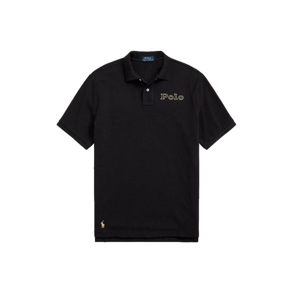 POLO RALPH LAUREN MEN POLO Spell Out SHIRT CLASSIC FIT BLACK & GOLD 2XLT